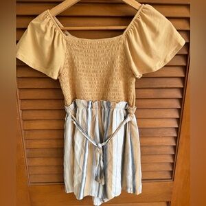 Trixxi Yellow Puff Sleeve Smocked Romper